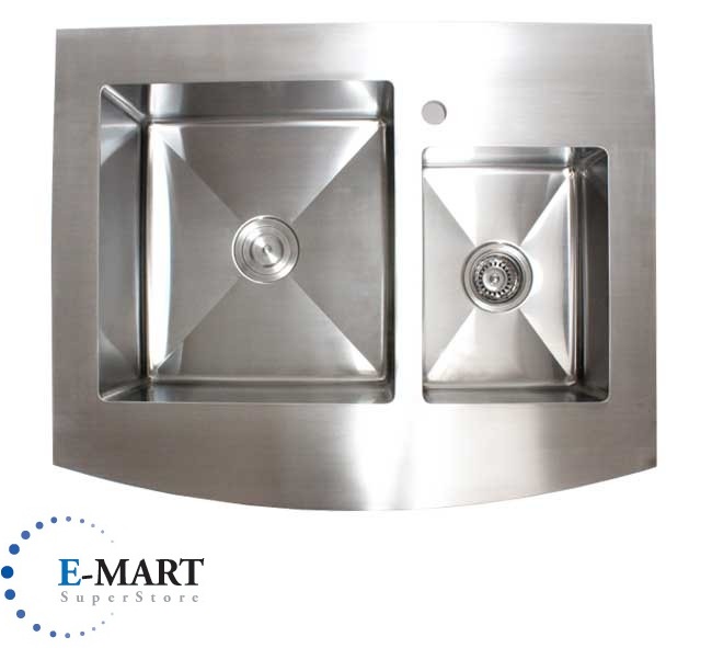 Details About 36 Inch Stainless Steel Curved Front Farm A Double Bowl 60 40 Kitchen Sink